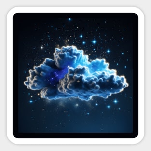 Blue Glitter Star Cloud Sticker